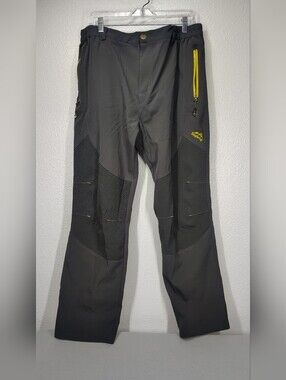 Singbring Men's Black Technical Outdoor Pants - Yellow Accent Size XL